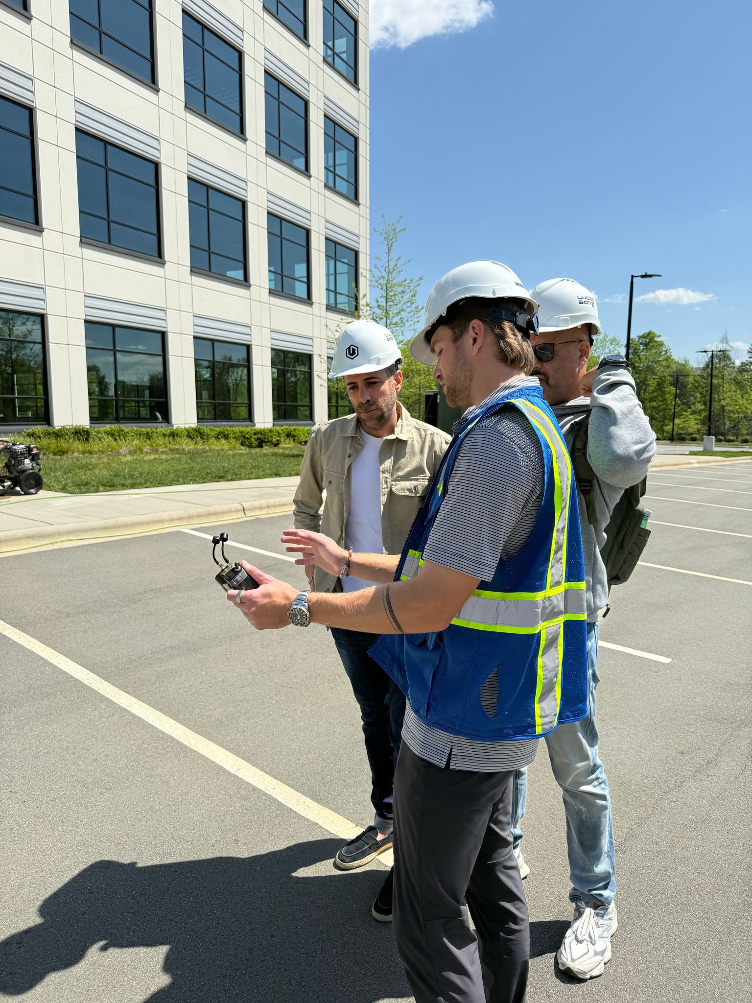Sky Clean NYC team with drone cleaning equipment